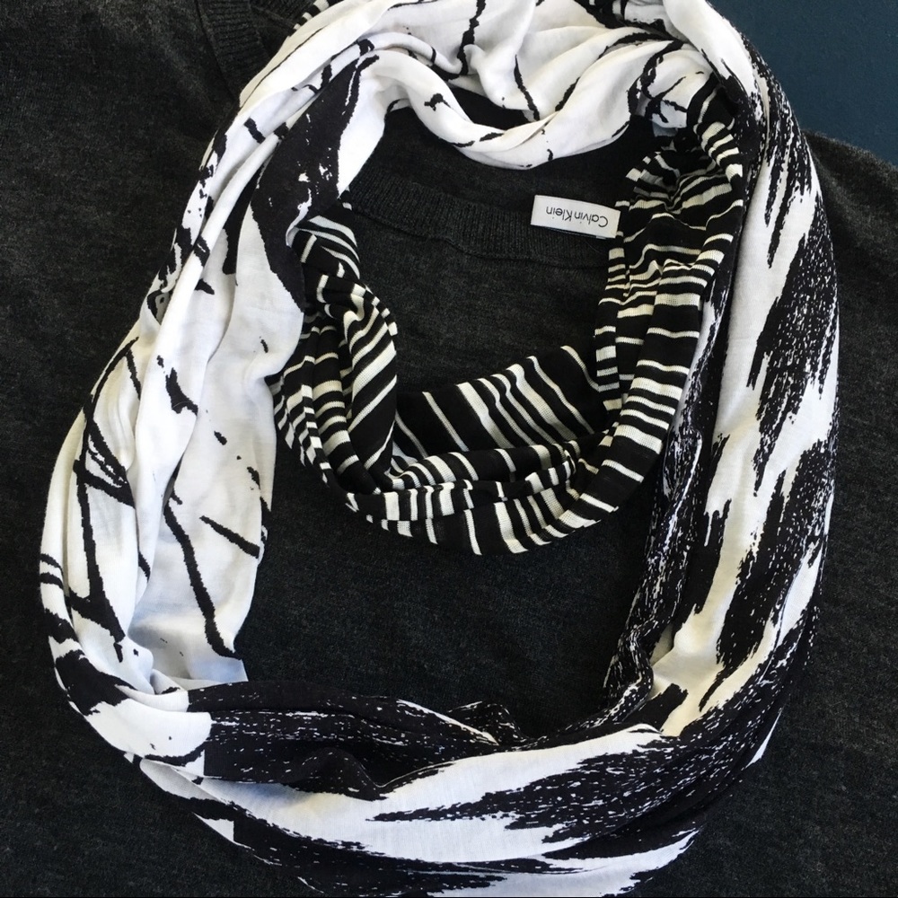 Calvin Klein B&W Multi Pattern Infinity Scarf